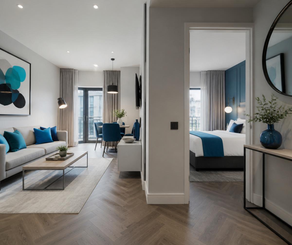 Interior moderno de apartamento para hospedagem por temporada